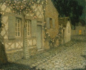 Gartnerens hus i måneskin, Gerberoy; Moonlight Gardener