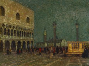 Venedig, Markuspladsen, ca. 1914 (olie på lærred) af Henri Eugene Augustin Le Sidaner