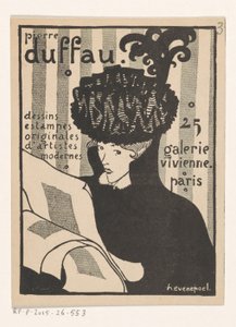 Visitkort fra kunsthandler Pierre Duffau i Paris af Henri Evenepoel