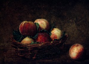 Stilleben med ferskner. Maleri af Henri Fantin-Latour (Fantin Latour