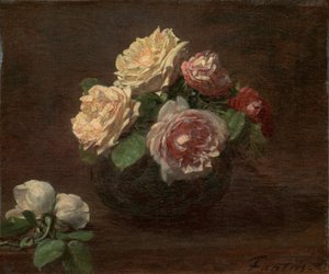 Roser i en skål af Ignace Henri Jean Fantin Latour