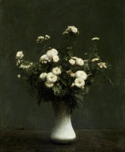 Vase med krysantemum af Henri Fantin-Latour