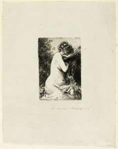 Crying Woman: Studie af en siddende kvinde i den rigtige profil af Ignace Henri Jean Fantin Latour