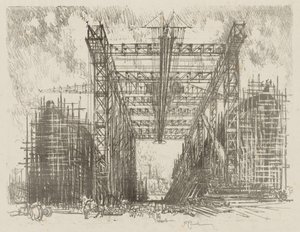 Engelsk War Work: The Gantry (A Merchant Shipyard) af Ignace Henri Jean Fantin Latour