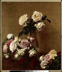 Les roser Maleri af Henri Fantin Latour (Fantin-Latour) (1836-1904) 1800-tallets privatsamling. af Ignace Henri Jean Fantin Latour