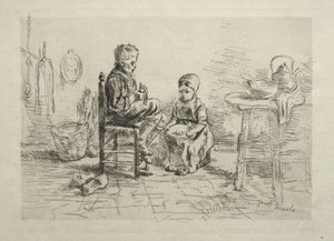 Skrælning af kartofler af Ignace Henri Jean Fantin-Latour