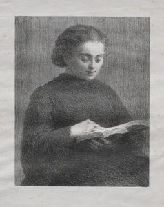 Læsning: Portræt af kunstnerens søster af Ignace Henri Jean Fantin-Latour
