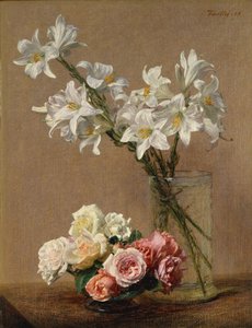 Roser og liljer, 1888. af Ignace Henri Jean Fantin Latour