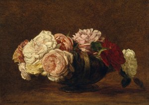 Roser i en skål, 1883. af Ignace Henri Jean Fantin-Latour
