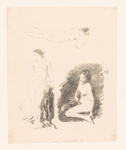 Studieark med tre nøgne kvinder af Ignace Henri Jean Fantin Latour