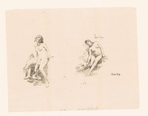 Studieark med to nøgne kvinder af Ignace Henri Jean Fantin Latour