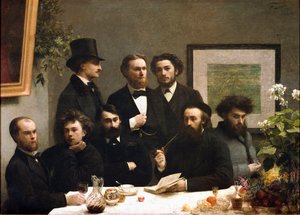 Bordhjørne: fra venstre mod højre: Paul Verlaine, Arthur Rimbaud, Elzear Bonnier, Leon Valade, Emile Blemont, Jean Aicart, Ernest d