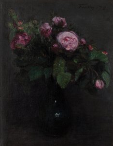 Vase med roser 1872 (Olie på lærred) af Henri Fantin-Latour