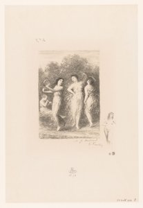 Fire unge kvinder danser og laver musik Le jeune malade Digte af André Chénier (serietitel) Illustrationer pour les Poésies d