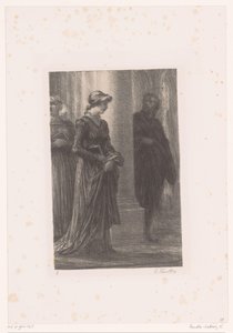 Walther von Stolzing bemærker Eva Pogner i kirken Mestersangerne i Nürnberg. Akt I. Rencontre de Walther et d