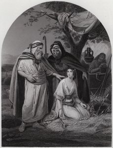 Boaz og Ruth (stik) af Henri Frederic (after) Schopin