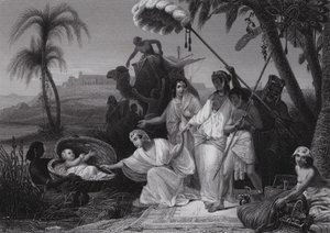 Fundet af Moses (gravering) af Henri Frederic (after) Schopin