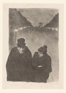 Mand og kvinde på gaden om natten af Henri Gabriel Ibels (attributed to)