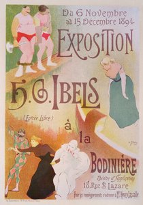 Gengivelse af en plakat, der reklamerer for en udstilling af H. G. Ibels, i Bodiniere, Rue St Lazare, Paris, 1894 (se 126852)