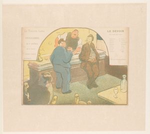 Fire mænd i en bistro Le Devoir (titel på objekt) Forestillinger af Théâtre Libre (serietitel) Les Programs du Théâtre Libre (serietitel) af Henri Gabriel Ibels