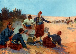 Conquete de Algerie: "" bivouac de zouaves de l