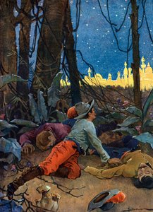 Repræsentation af El Dorado (El Dorado eller Eldorado) et legendarisk guldcitat, der tiltrak europæere i det 16. og 17. århundrede og opstod på tidspunktet for erobringerne af den nye verden af conquistadorerne i det 16. århundrede (Myten om El Dora