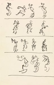 Fire registre over fjorten dansende figurer af Henri Gaudier Brzeska