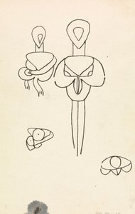 Fire undersøgelser til to figurdesign af Henri Gaudier Brzeska