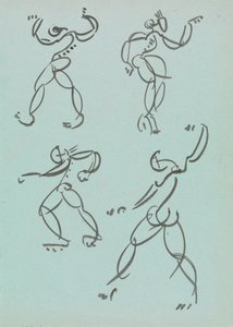 Fire undersøgelser af dansende figurer af Henri Gaudier Brzeska