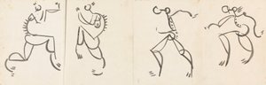 Frise af fire dansende figurer af Henri Gaudier Brzeska