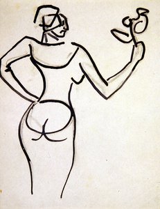 Dame holder en bundt blomster af Henri Gaudier-Brzeska