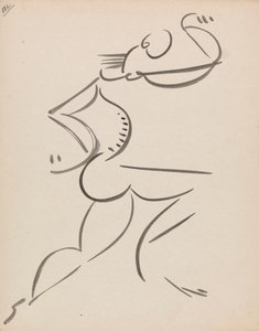 Mandlig dansende figur, i profil