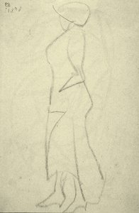 Promenader fra siden (sort kridt på papir)