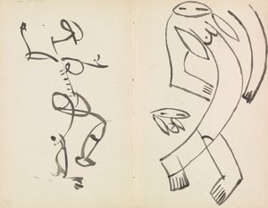 Studier af to dansende figurer af Henri Gaudier Brzeska