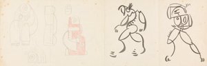 To dansende figurer og fem studier til en mor og barn-gruppering af Henri Gaudier-Brzeska