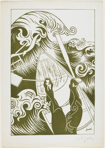 La Vague (Bølgen) 1894 (litografi med olivengrønt blæk)