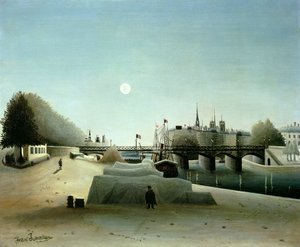 En udsigt over Ile Saint-Louis fra Port Saint-Nicolas, aften, ca. 1888