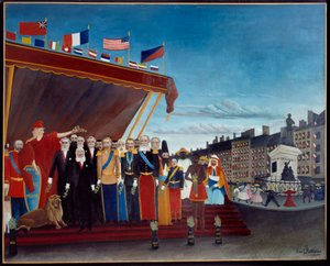 Repræsentant for fremmede magter hylder republikken som et tegn på fred Maleri af Henri Rousseau dit le Douanier Rousseau af Henri J.F. Rousseau