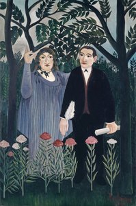 Musen der inspirerer digteren, 1909 af Henri J.F. Rousseau