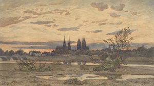 Udsigt over Moulins, ca. 1850-60. af Henri-Joseph Harpignies