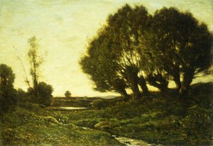 Et skovklædt landskab med en strøm, 1903 af Henri-Joseph Harpignies