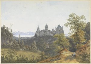 Udsigt over Lausanne, med udsigt til slottet og katedralen af Henri Knip