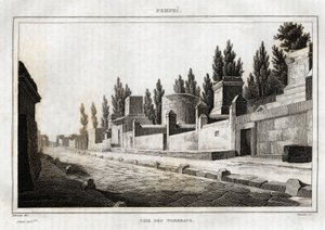 Vejen til gravene, i Pompei, gravering af Labrouste, i "Picturesque Italy"", Amable Coste-redaktør, Paris af Henri Labrouste