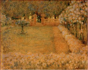 Gerberoys hvide have i skumringen af Henri Le Sidaner