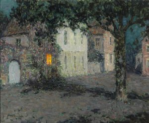 Moonlit City Square i Cherbourg, ca 1934
