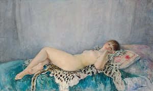 Nøgen på leopardhud, Le Cannet, 1926