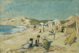 Stranden ved Pointe St. Gildas; Stranden ved Pointe St Gildas, ca. 1920 af Henri Lebasque