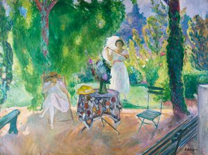 To kvinder i en have om sommeren, ca. 1923