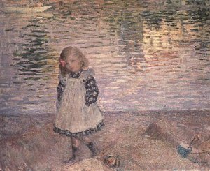 Ung pige på stranden af Henri Lebasque