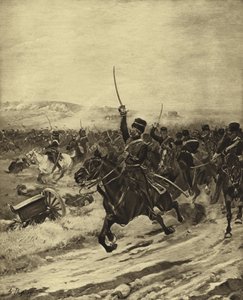 Anklagen for den lette brigade, slaget ved Balaclava, 1854 (dybtryk)